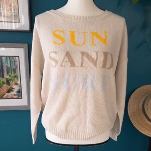 Saltwater LUXE Cream and Yellow Crew Neck Sweater